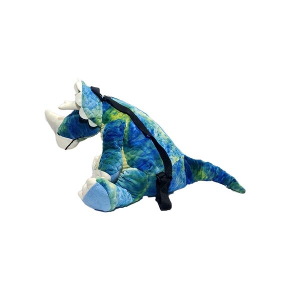 Adventure Planet  21"Triceratops Dinosaur Backpack Tie Dye Blue Stuffed Animal - Picture 2 of 12